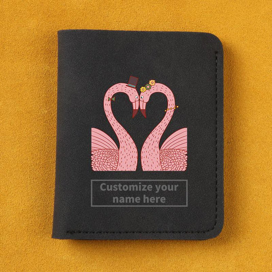 Flamingo Pattern Short Wallet Frosted Leather Men's And Women's Wallet