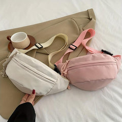 Casual Minimalist Nylon Sling Bag with Zipper