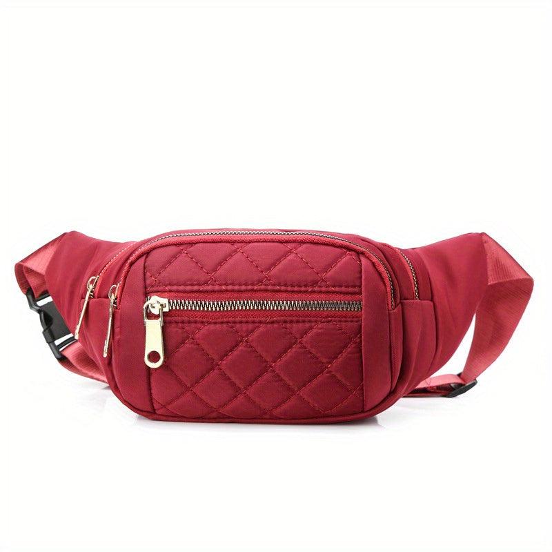 Quilted Solid Zipper Durable Chest Bag Waterproof Nylon Fanny Pack