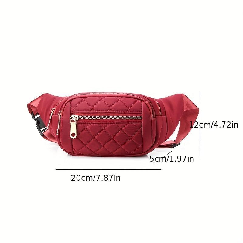 Quilted Solid Zipper Durable Chest Bag Waterproof Nylon Fanny Pack