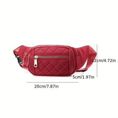 Quilted Solid Zipper Durable Chest Bag Waterproof Nylon Fanny Pack