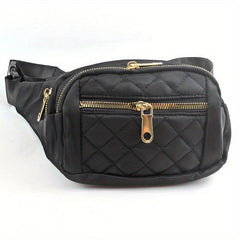 Quilted Solid Zipper Durable Chest Bag Waterproof Nylon Fanny Pack