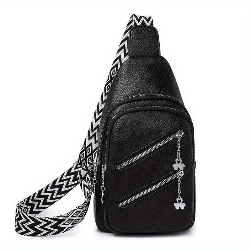 Minimalist Solid Sling Bag Casual Zipper Crossbody Bag