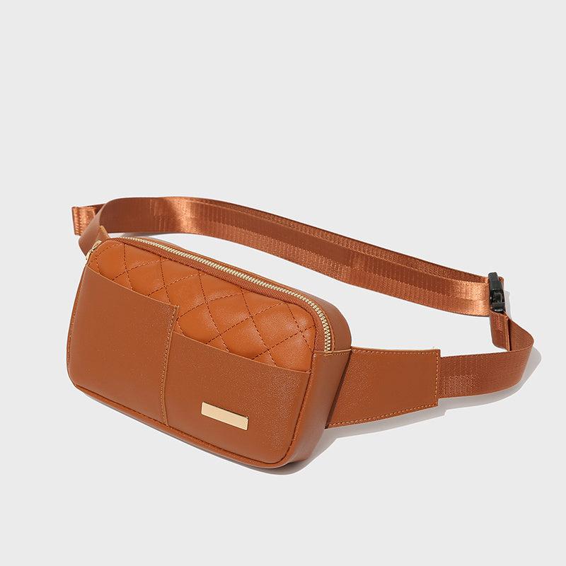 Quilted Belt Bag Faux Leather Fanny Pack Women's Square Crossbody Chest Purse