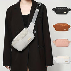 Quilted Belt Bag Faux Leather Fanny Pack Women's Square Crossbody Chest Purse