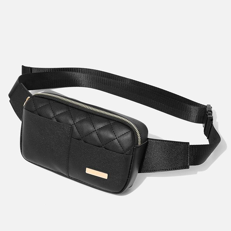 Quilted Belt Bag Faux Leather Fanny Pack Women's Square Crossbody Chest Purse