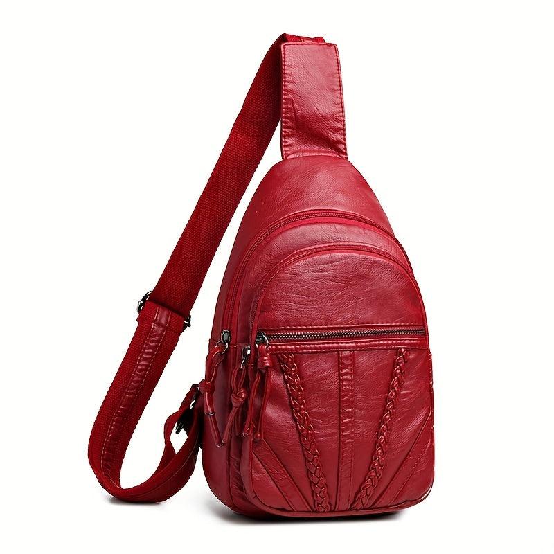 Faux Leather Chest Bag Durable Crossbody Stylish Fanny Pack
