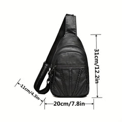 Faux Leather Chest Bag Durable Crossbody Stylish Fanny Pack