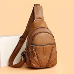 Faux Leather Chest Bag Durable Crossbody Stylish Fanny Pack