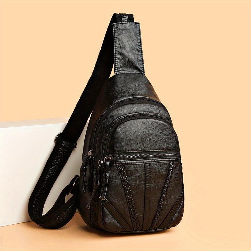 Faux Leather Chest Bag Durable Crossbody Stylish Fanny Pack