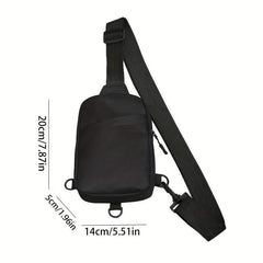 Small Oxford Cloth Chest Bag Solid Crossbody Bag Casual Travel Sports Sling Bag