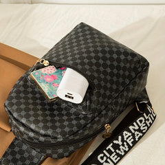 Geometric Pattern Sling Bag with Letter Strap Crossbody Chest Purse