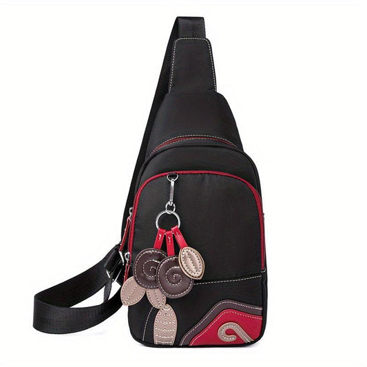Casual Flower Decor Chest Bag Lightweight Sling Bag