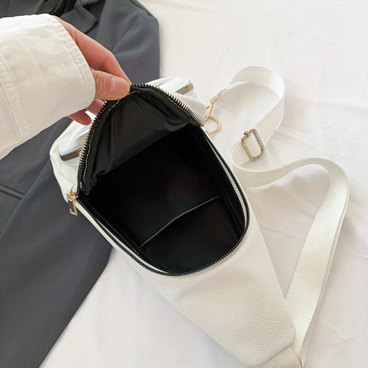 Minimalist Solid Sling Bag All Match Zipper Chest Bag