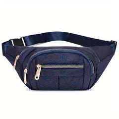 Floral Embroidered Waist Bag Zipper Travel Sports Chest Bag