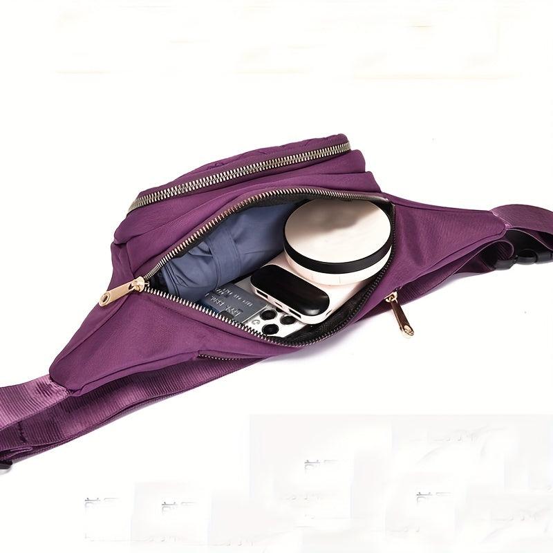 Floral Embroidered Waist Bag Zipper Travel Sports Chest Bag
