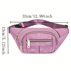 Floral Embroidered Waist Bag Zipper Travel Sports Chest Bag