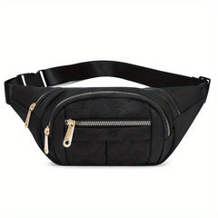 Floral Embroidered Waist Bag Zipper Travel Sports Chest Bag