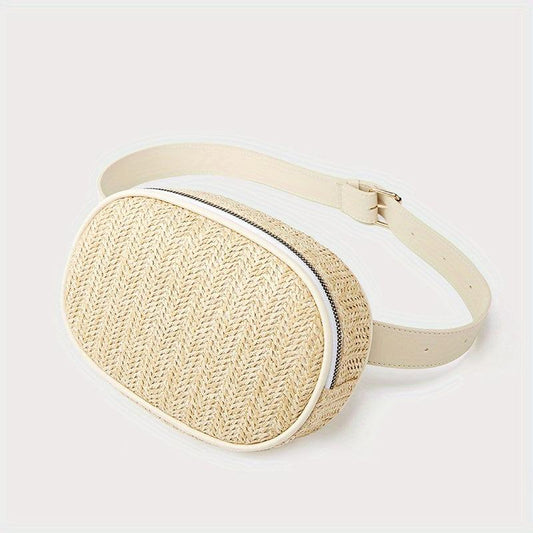 Straw Woven Summer Chest Bag Braided Crossbody Fanny Pack