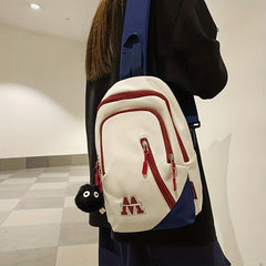 Colorblock Sling Bag Zipper Chest Bag Outdoor Crossbody Bag