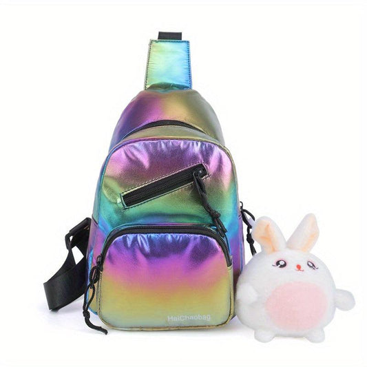Laser Sling Zipper Bag Crossbody Bag Outdoor Sports Storage Bag
