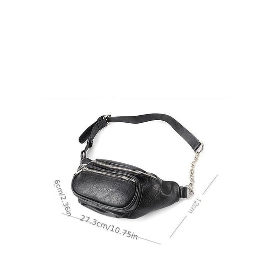 Chain Decor Fanny Pack Women's PU Leather Crossbody Bag