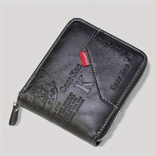 Men's Short Retro Wallet Driver's Bag With Card Bag Zipper Coin Purse