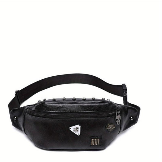 Punk Style Studded Decor Fanny Pack Halloween Skull Ghost Waist Bag