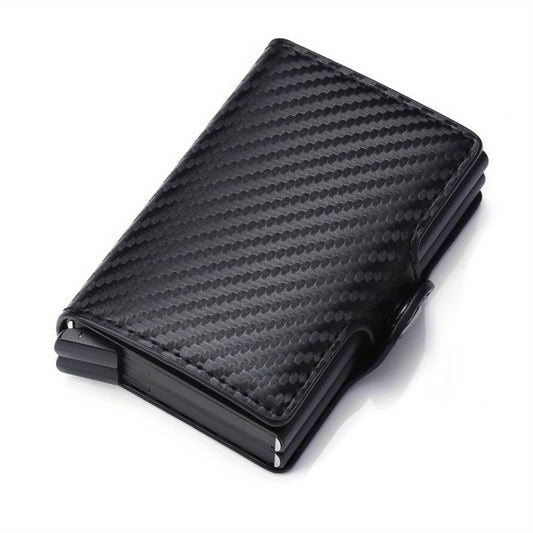 Men's Business PU Leather Aluminum Pop Up Card Holder Money Clip