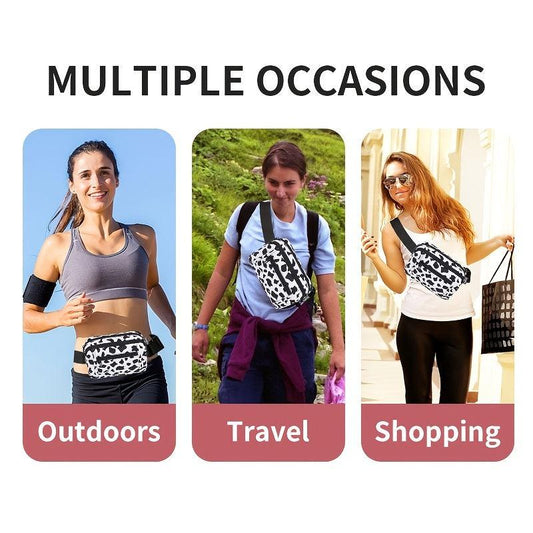 Leopard Cow Print Fanny Pack Waist Bag for Outdoor Sports Running