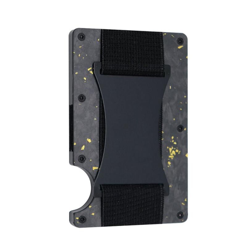 Minimalist Wallet with Cash Strap Carbon Fiber RFID Blocking Wallet