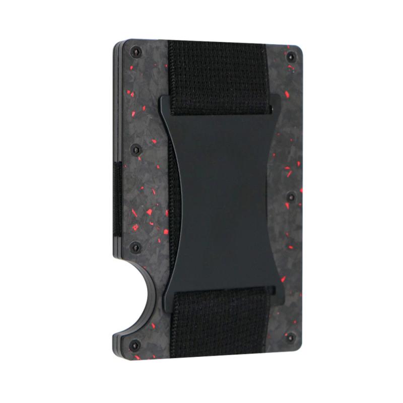 Minimalist Wallet with Cash Strap Carbon Fiber RFID Blocking Wallet