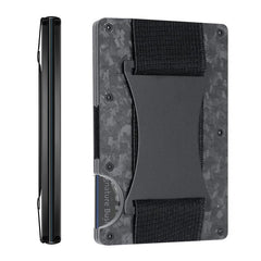 Minimalist Wallet with Cash Strap Carbon Fiber RFID Blocking Wallet