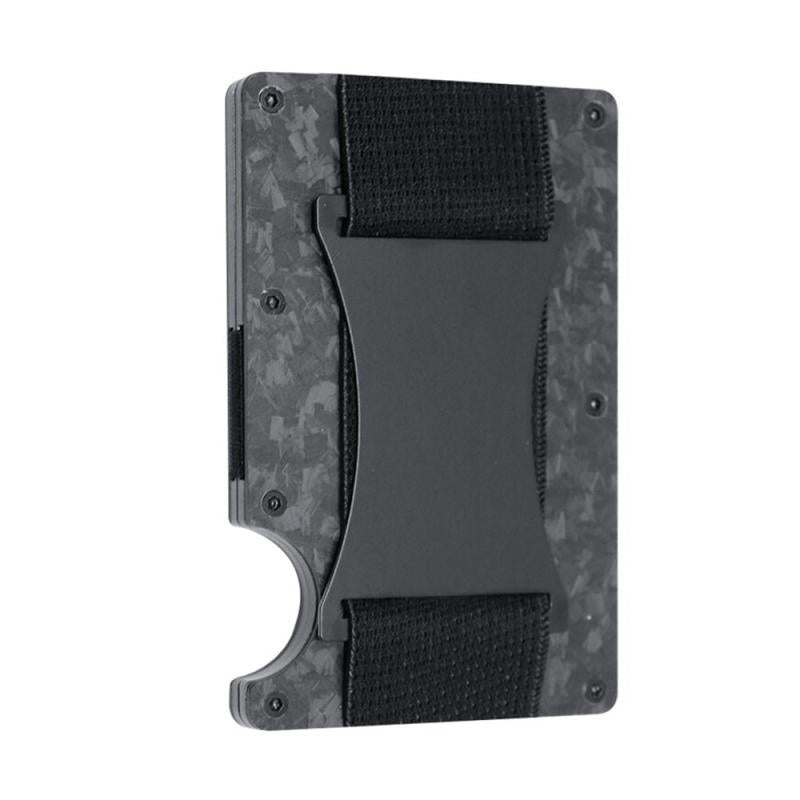 Minimalist Wallet with Cash Strap Carbon Fiber RFID Blocking Wallet