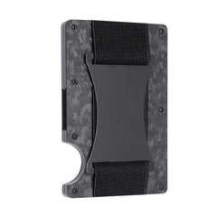 Minimalist Wallet with Cash Strap Carbon Fiber RFID Blocking Wallet