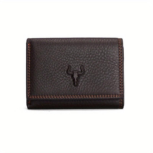 Men's Leather Wallet Tri fold Short Card ID Card Holder