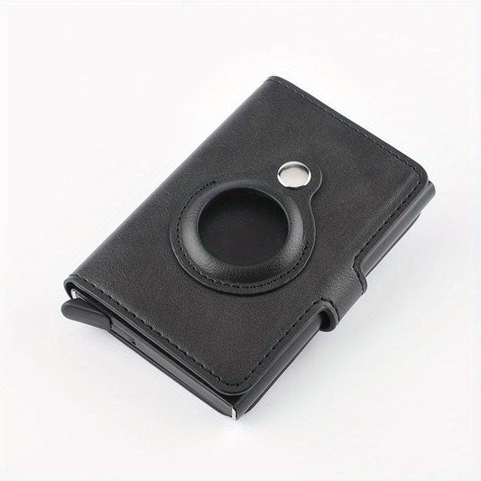 PU Leather Card Holder Wallet with Automatic Pop-up & Airtag Tracker