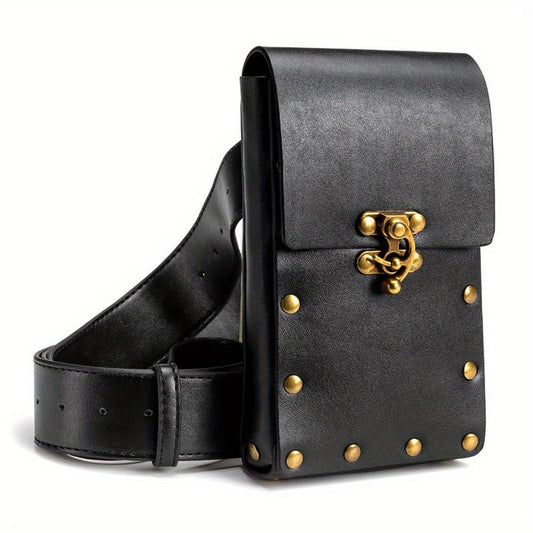 Steampunk Waist Bag Mini Studded Decor Crossbody Bag