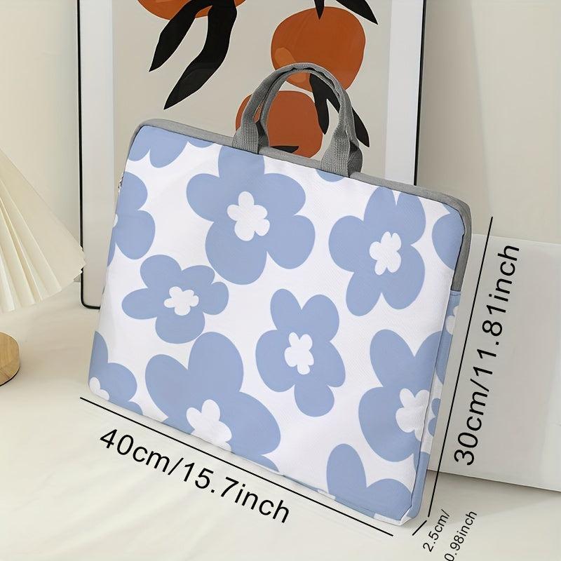 Floral Pattern Laptop Bag Soft Case Fits 38.1 cm Computer