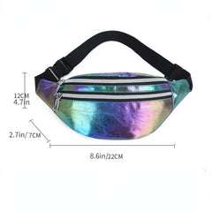 Laser PU Leather Waist Bag for Outdoor Travel