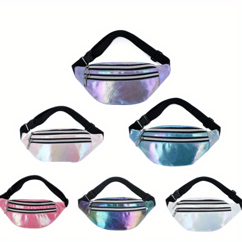 Laser PU Leather Waist Bag for Outdoor Travel