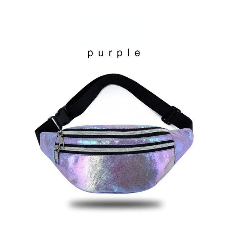 Laser PU Leather Waist Bag for Outdoor Travel