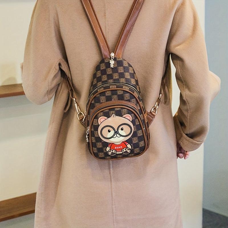 Bear Chest Bag Faux Leather Crossbody Purse