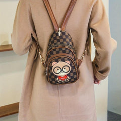 Bear Chest Bag Faux Leather Crossbody Purse
