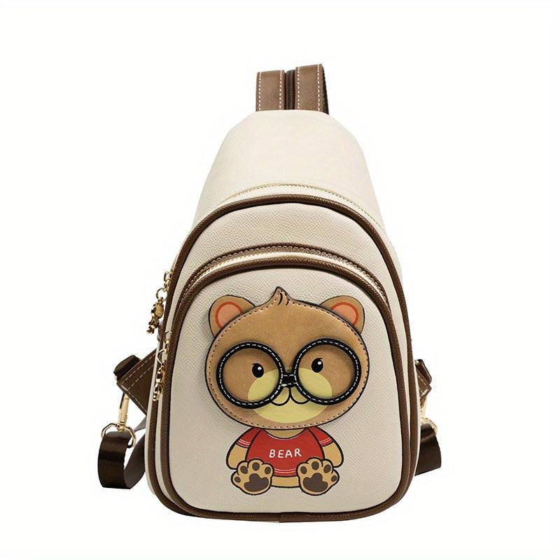 Bear Chest Bag Faux Leather Crossbody Purse
