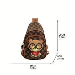 Bear Chest Bag Faux Leather Crossbody Purse