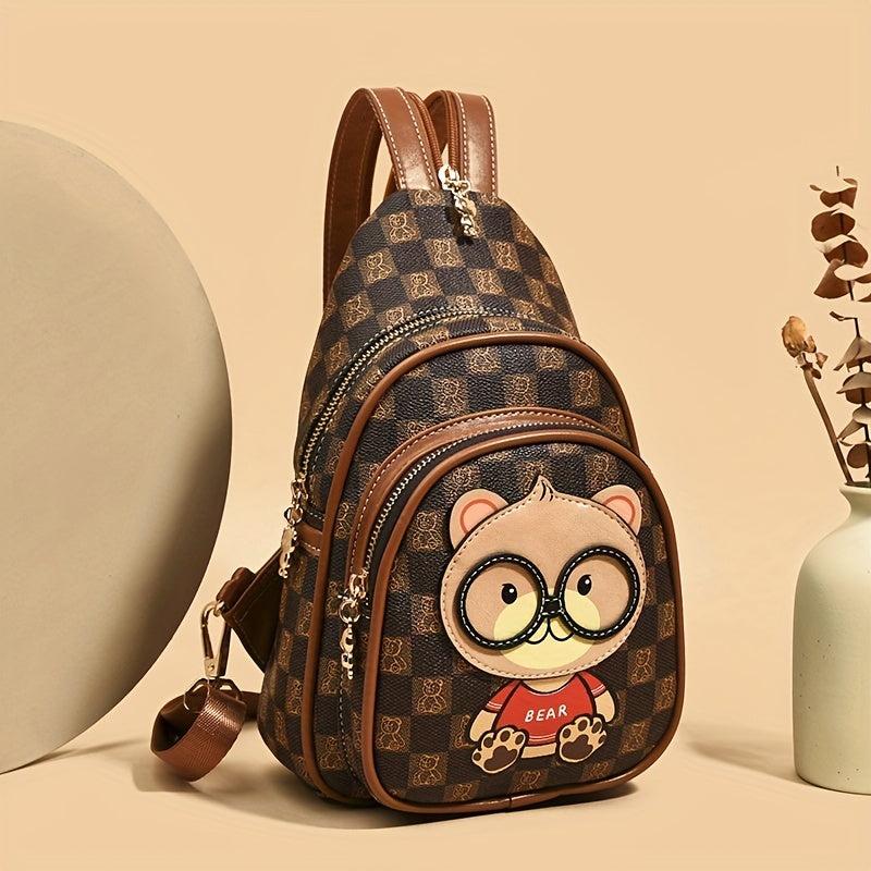 Bear Chest Bag Faux Leather Crossbody Purse