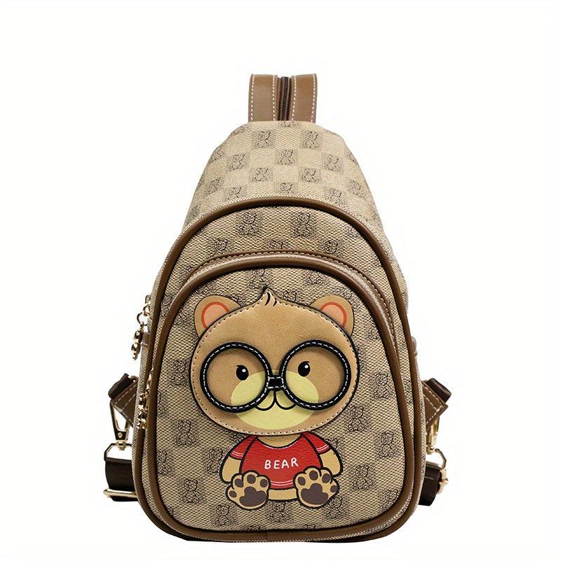 Bear Chest Bag Faux Leather Crossbody Purse