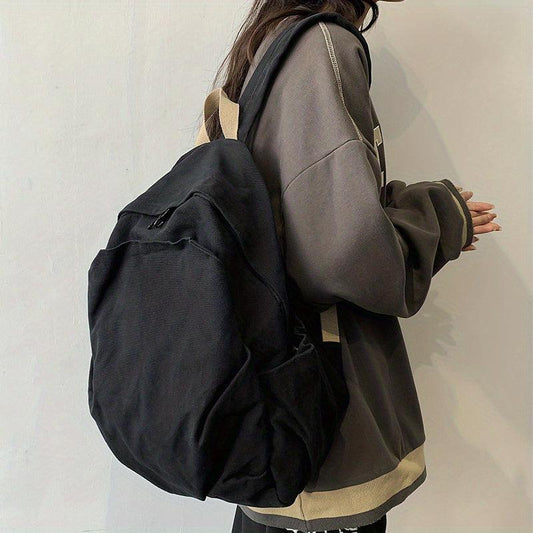 American Vintage Canvas High School Student Backpack Male Niche Army Green