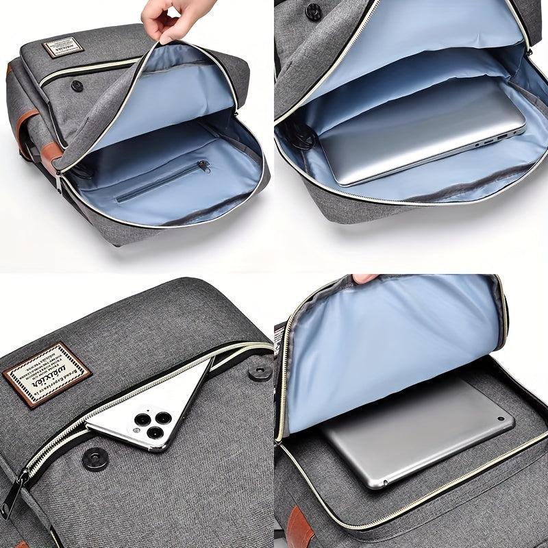 Vintage Nylon Notebook Backpack USB Charging Port Tear Resistant